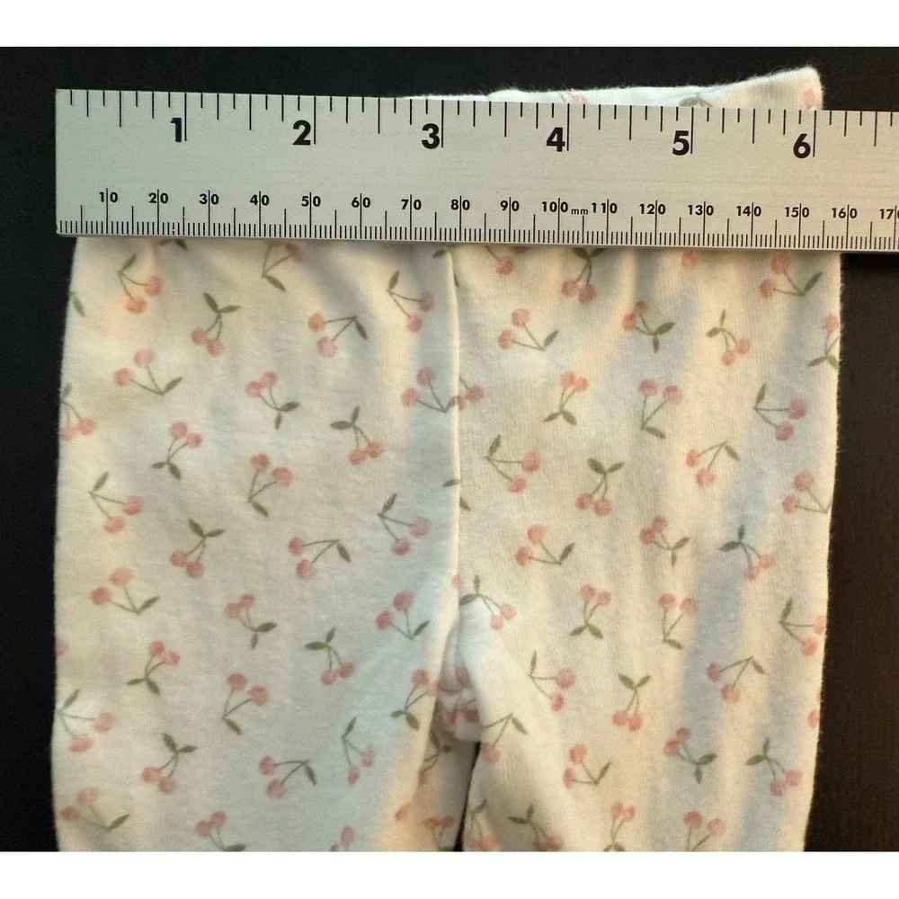 Carter's‎ Newborn Footed Fruit Pajama PJ Pants Baby White/Pink Infant Sleepwear
